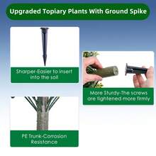 Árboles topiarios artificiales - Set de 2 con diseño de bola verde realista - Decoración versátil para interior y exterior - Fácil de instalar, bajo mantenimiento - Ideal para hogar y jardín - Gris Claro - Ver 3