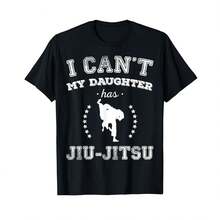 Camiseta unisex de manga corta, No puedo, mi hija tiene Jiu Jitsu, Camiseta para padres de deportistas, playeras hombre, spiderman, ,  mujer, romwe men, boho chic, regalos para maestras, camiseta para mujer, conjuntos curvy para mu, y2k - Negro - Ver 1