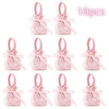 10 piezas Bolsas de regalo pequeñas con asas, bolsas de dulces con cordón para bodas y fiestas, bolsas de regalo de tela mini al por mayor adecuadas para aperitivos, dulces, regalos de cumpleaños - Ver 9