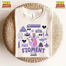 Chemise Rétro Land Violet Dragon, Chemise Figt Dragon Epcot, Chemise Voyage En Famille , Chemise Epcot, Chemise Violette Figt, T- Voyage WDW - 白色 - 查看 1