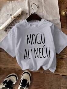 Vintage. MOGU AL'NEĆU Short-Sleeved Crew Neck T-Shirt With Print, Casual And Sexy Style, Suitable For Spring, Summer, Autumn, Daily Wear, Vacation, Travel, Sports, Fitness, Parties And Sightseeing. Comfortable Fit, Comfortable Fabric, Machine Washable, Perfect As A Holiday Gift. - 白色 - 查看 9