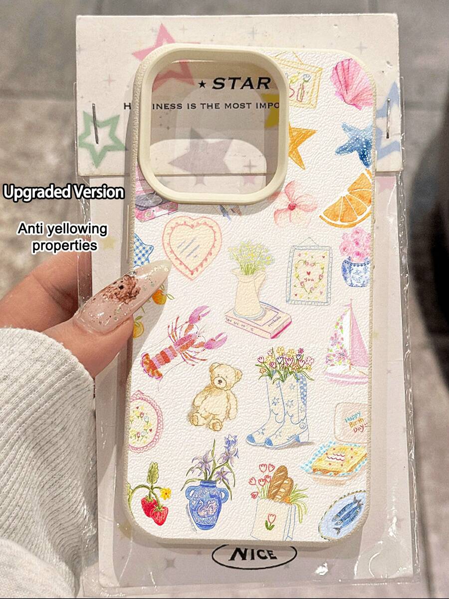 Painted Graffiti 1pc Watercolor Floral Pattern Soft Protective Phone Case, Waterproof Shockproof Anti-Slip, Compatible With Apple And Phones - Multicolor - View 1