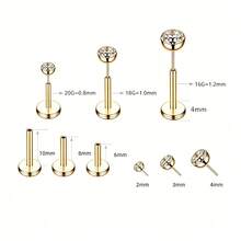 Khuyên tai phẳng 16G 18G 20G, khuyên mũi liền mạch bằng thép không gỉ 316L, khuyên môi sụn, khuyên môi sụn, trang sức xỏ khuyên cơ thể, unisex - bộ khuyên môi - Xem 3