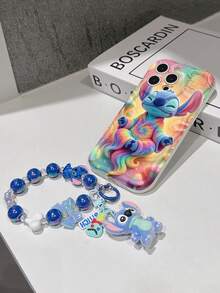 Disney Lilo & Stitch Phone Case With Stitch Charm And Stitch Lanyard - Cute Stitch Protective Case With Meditating Pose And Tie-Dye Robe Design, Equipped With Delicate Stitch Decorative Lanyard And Beaded Bracelet For Easy Carrying, Compatible With IPhone 17, 16, 15, 14, 13, 12, 11 Pro Series, Ideal For Birthdays, Holidays, Anniversaries, Graduation Gifts, Or Any Special Occasion To Surprise Family, Friends, Classmates, And Loved Ones. - 白色 - 查看 7