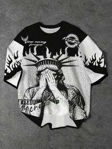 Compatible With The Manfinity Dauomo Men's Cartoon Print Crew Neck Short Sleeve T-Shirt, For Summer. - 多色 7 - 查看 1