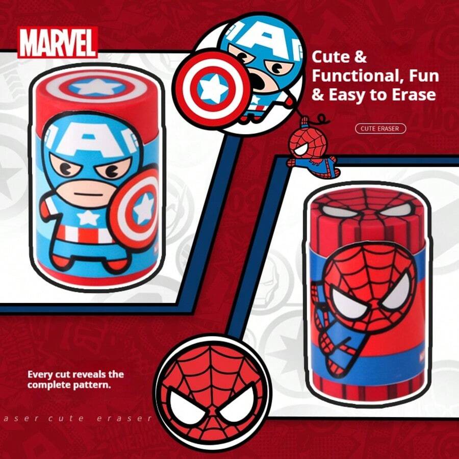 Marvel Tẩy hình Người Nhện Disney, thiết kế sáng tạo, sạch sẽ không lem, kiểu dáng ngẫu nhiên, đồ dùng văn phòng phẩm và dụng cụ vẽ tranh cho học sinh. - E0104A - Xem 1