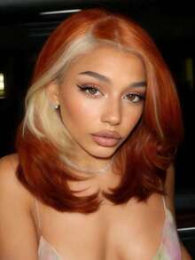 Ginger Orange Highlight Blonde Short Body Wave Lace Front Wigs Human Hair 13x4 HD Transparent Bob Lace Frontal Wigs For Women With Baby Hair For Daily Use 200 Density Water Wave Glueless Wigs Human Hair Looks More Natural And Full - 強調 - 查看 7