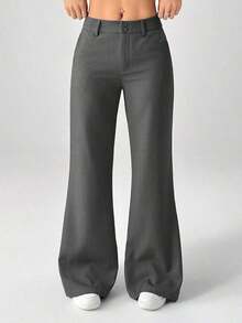 Nuevos pantalones de traje de estilo casual de cintura baja para otoño e invierno - Gris - Ver 8