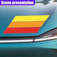 10 Inch Classic Retro Tri-Color Stripe Decal Sticker Waterproof Self-Adhesive Car Exterior Accessory For Grille, Fenders, Hood Bumper; Easy Removal, No Residue, Vibrant Red-White-Blue Design - Red - View 5
