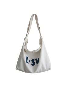 Bolso de hombro y bandolera casual de gran capacidad con estampado, de estilo clásico para hombres - Blanco - Ver 11