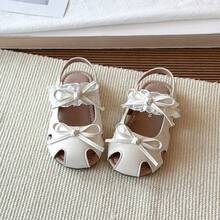 1 đôi sandal bít mũi ren nơ cho bé gái, giày công chúa ngọt ngào cho trẻ em, sandal đế mềm chống trượt có khóa dán cho bé, sandal mùa hè - Màu be - Xem 2