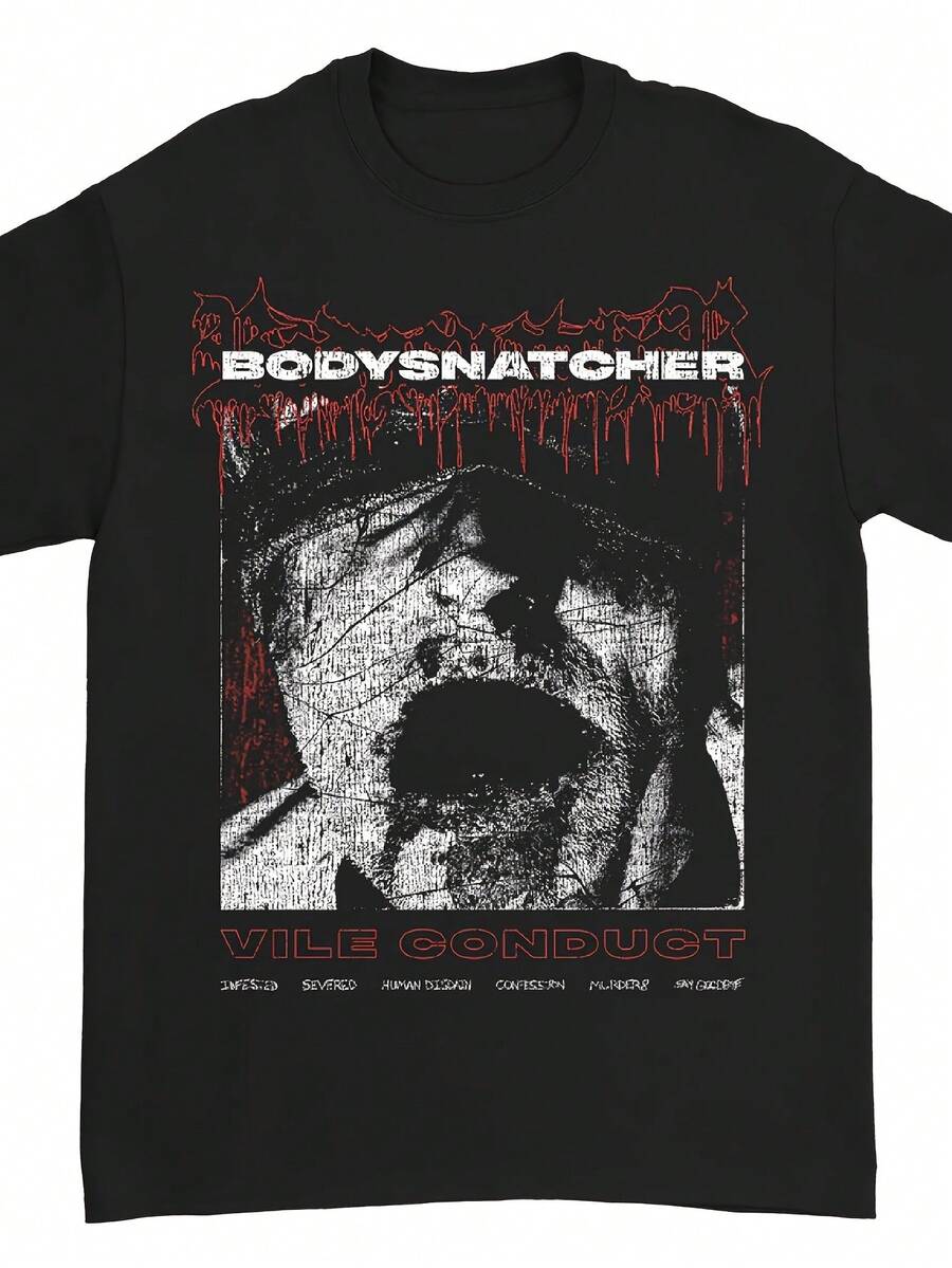 Camiseta de manga corta transpirable para hombre con estampado de la banda de música Bodysnatcher - Camiseta negra suave de cuello redondo con estampado gráfico icónico, ropa informal para fans de metal, ideal para cumpleaños/regalos y atuendo casual, cuello redondo clásico. - Negro - Ver 1
