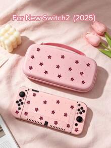 1个红色爱心花朵图案保护壳/保护套，兼容Switch2 (2025)、Switch NS、Switch OLED、Switch Lite，Switch2/Switch配件，全套包含收纳袋和游戏卡盒，Switch玩家的最佳礼物 - 彩色 - 查看 4