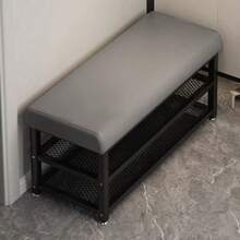 White, Gray Shoe Bench Shoe Bench Shoe Storage Rack Shoe Storage Rack With Cushion Upholstered Seat Unit - Grey (60cm) - View 9