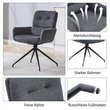 [Set Of 2] European Swivel Chair In A Lightweight Luxury Design, 360° Sound-Swivel, Set Of 2 For Dining Rooms / Relaxation Areas. - 深灰色 - 查看 6