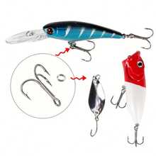 90pcs Assorted Fishing Hook Set, Includes Lure Treble Hooks With Detachable Rings, Carp & Catfish Sequin Lures With Butterfly Hooks, Comes With Tackle Box - Multicolor - View 3