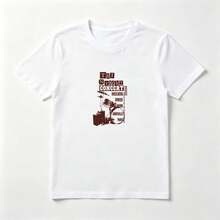 Camiseta Mujer Algodón Estampado Retro Batería Rock - Top Verano Casual - Blanco - Ver 1