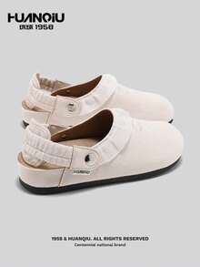 HUANQIU Sandal Renda Musim Semi & Musim Panas dengan Bordir Kupu-kupu, Sepatu Kasual Slip-On, Nyaman & Ringan, Serbaguna untuk Pemakaian Sehari-hari - Krem - View 5