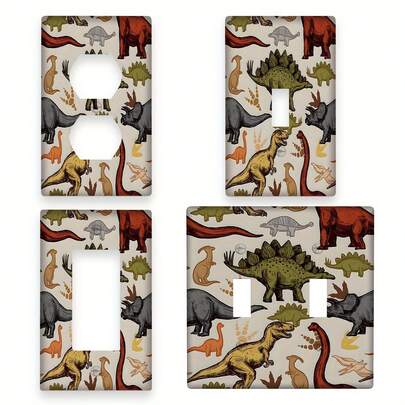 1pc 1-Gang/2-Gang Dinosaur Art Light Switch Plate - Enhance Your Decor - Light Switch Plate For Home, Bedroom And Kitchen