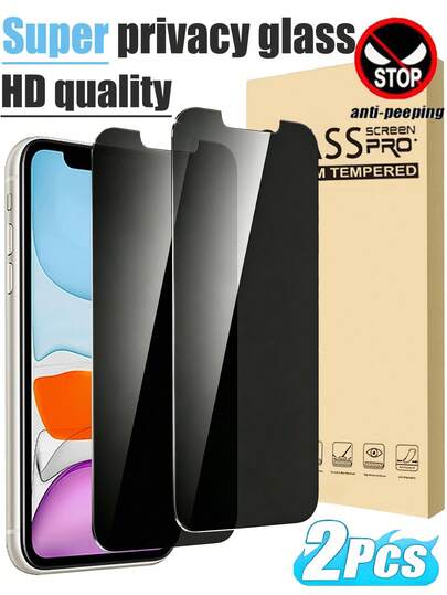 Bộ 2 miếng dán màn hình bảo mật cho iPhone 11 Pro Max/Xs Max, bảo vệ riêng tư, tương thích với ốp lưng điện thoại, chống trầy xước, kính cường lực độ cứng 9H, công nghệ bảo mật chuyên nghiệp, chống rơi vỡ và bám vân tay, vừa khít toàn màn hình, tương thích với các dòng máy 17Promax/17Pro/17Air/17E/17/16Promax/16Pro/16plus/16/16E/16/15/14/13/12/11, phụ kiện điện thoại, tương thích với nhiều loại ốp lưng điện thoại, bảo vệ màn hình khỏi va đập và sốc hàng ngày.