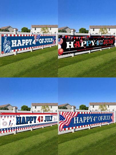 1Pc Happy 4th Of July Banner,Independence Day Background Cloth,200*40cm Polyester Backdrop Banner With Happy 4th Of July And American Flag Design,Independence Day Party Decor, July 4Th, Memorial Day Celebration Suplies,Independence Day Yard Hanging Displays,Indoor Outdoor Party Decorations,Yard Decor,Wall Decor