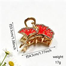 琺瑯銀杏葉髮夾，金色水鑽邊緣強力抓髮夾，防滑髮夾，適合粗髮/細髮，優雅髮飾 - 彩色 - 查看 6