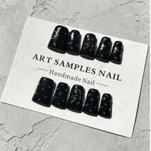 A Set Of Dark, Sweet, And Cool Solid Color Short Nail Tips, Handmade In Y2K Style, With An Elegant And Minimalist Vibe, Suitable For Parties, Birthdays, Gatherings And Other Occasions Nails - Black - View 12