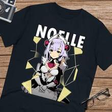 Camiseta unisex G1enshin Impact Noelle Art Shirt Ultra Cotton T1EE de 220 g, de algodón puro y manga corta. Tejido grueso, resistente a las arrugas y a la deformación. Estilo sencillo y versátil, ligero y transpirable, perfecto para ir al trabajo, viajar, acampar, ir de compras y para el tiempo libre. - Negro - Ver 1