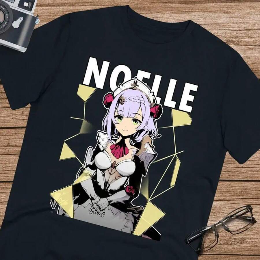 Camiseta unisex G1enshin Impact Noelle Art Shirt Ultra Cotton T1EE de 220 g, de algodón puro y manga corta. Tejido grueso, resistente a las arrugas y a la deformación. Estilo sencillo y versátil, ligero y transpirable, perfecto para ir al trabajo, viajar, acampar, ir de compras y para el tiempo libre. - Negro - Ver 1
