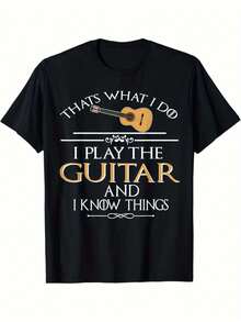 Camiseta Gráfica para Hombres Amantes de la Música - Estampado "Eso es lo que hago, toco la guitarra" con Guitarra y Notas Musicales, Camiseta Transpirable de Manga Corta con Cuello Redondo para Uso Casual y al Aire Libre, Ajuste Cómodo para Todas las Temporadas para Músicos y Fanáticos de la Música, Camiseta Gráfica para Hombres, Camiseta Gráfica Vintage para Hombres, Camiseta Oversize para Hombres, Camiseta de Diseñador para Hombres, Camiseta Vintage de Banda, Camiseta Blanca para Hombres, Camiseta Divertida para Hombres, Camiseta para Hombres, Camiseta Gráfica para Hombres. - Negro - Ver 6