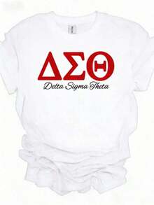 1 Piece Delta Sigma Theta Uni Softyle T-Shirt, Sorority, With Delta Sigma Theta Campus Logo Print, Crew Neck, Lettering Design, Short Sleeves, Y2K Style, Oversized Sweatshirt Suitable For Summer, Machine Washable, For Casual Daily Occasions And Campus Wear, Plus Size Clothing, Business Casual Sweatshirts, Graphic Tops, Casual Wear, Sweatshirt, Easter Sets For Women, Mother's Day Gift Sets, World Cup Clothing, Soccer Party Set, Game Day Set, Unisex Oversized USA Soccer T-Shirt, Summer Sets For Women. 180g 100% Cotton - 白色 - 查看 11