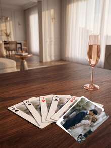 1pc Custom Photo & Text Wedding Playing Cards, Personalized Name Date Couple Deck With Metal Tin Box, Wedding/Engagement/Anniversary Gift, Party Game Night Souvenir Favor Cards - Multicolor - View 9