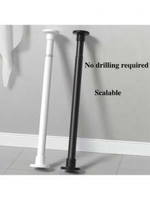 1-Pack Adjustable Stainless Steel Wardrobe Rod, Extendable Bathroom Towel Rod, Clothes Hanger, Curtain Rod, Closet Hanging Rod, Extendable Shower Curtain Rod, Balcony Rod - No Drilling Required, Suitable For Curtains, Doors, And Bedroom Clothes - Multicolor - View 2