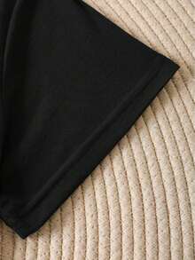 Camiseta de manga corta con cuello redondo y corte holgado para mujer, con estampado de rayas de leopardo y arcoíris, para primavera y verano - Negro - Ver 3
