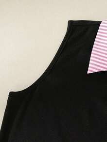 Camisa casual de mujer a rayas de moda en color negro, de corte slim y favorecedora - Rosa - Ver 3
