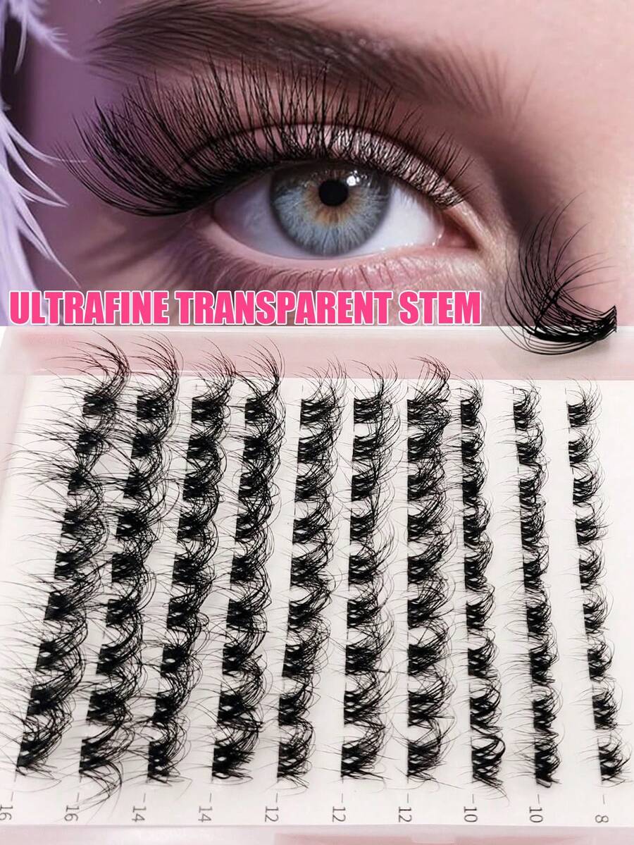 Asiteo 3D DIY 簇状假睫毛 8-16mm,90 片自然分段式假睫毛套装,单根假睫毛,睫毛簇,单根假睫毛,假睫毛,假睫毛 - DD - 查看 1