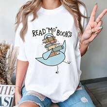 Blusa para mujer con estampado Read More Books, temática de lectura ideal para amantes de los libros, estilo casual súper linda y muy versátil, cómoda para uso diario, escuela y salidas informales, fácil de combinar para lucir un estilo encantador y original P5JJ - Blanco - Ver 5