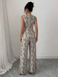 Elenzya Nuevo traje de encaje casual y elegante para mujer, con contraste de color de encaje y botones de perla, adecuado para el Día de San Valentín, Halloween, vuelta al colegio, primavera/verano, traje de oficina profesional, atuendo de maestra, trayecto, ocio, vacaciones - Negro - Ver 2