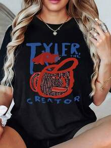Rostro rojo con líneas místicas que simboliza energía creativa y conexión ancestral inspirada en arte indígena camiseta para mujer 100% algodón suave y cómodo ajuste casual moderno - Negro - Ver 2