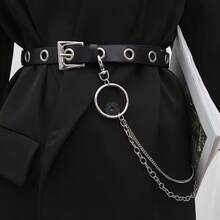 1 Bộ Thắt Lưng Định Hình, Thắt Lưng Nữ, Thắt Lưng Phong Cách Punk dành cho Học Sinh, Bộ Thắt Lưng Hip-Hop Cổ Điển - Bạc - Xem 5