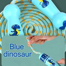 Cuerda de saltar para niños con asa en forma de lindo dinosaurio azul - Cuerda ligera y sin enredos que fomenta el ejercicio en los niños - Multicolor - Ver 4