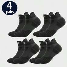 4 pares de calcetines cortos deportivos para hombres, calcetines transpirables y que absorben la humedad con amortiguación reforzada en el talón y los dedos, y soporte de arco para fitness y deportes - Multicolor - Ver 13