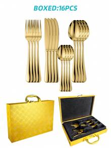 12/16/24pcs Stainless Steel Cutlery Set With Storage Box Gift Box, Suitable For Home Kitchen Wedding Party Cooking Christmas Gift - - - View 9