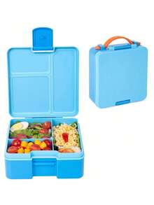 1 pieza Caja bento cuadrada de plástico con múltiples compartimentos, caja de almuerzo portátil, apta para microondas, reutilizable y fácil de limpiar, adecuada para frutas, verduras, preparación de comidas, viajes, campamentos, picnics, oficina, escuela - Multicolor - Ver 18