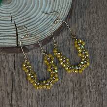 AHAYA Handmade Vintage Style Colorful Beaded Earrings, Women's Jewelry Accessories Suitable For Daily, Holiday, Party And Fashion Wear - Yellow - View 3