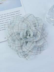 20cm Refreshing Plaid Fabric Handmade Large Rose Flower Brooch, Suitable For Dresses And Vacation Outfits - Roses - View 5