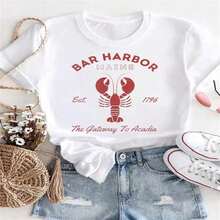 Camiseta de Mujer Casual de Verano, Estilo Básico, Cuello Redondo, Moderna, con Estampado de Cangrejo de Río, Manga Corta, Adecuada como Regalo. playera de mujer. blusas>elegantes. boho chic,Top de mujer suave, transpirable y cómodo, ideal para primavera, verano y otoño, perfecto para vacaciones, viajes y uso diario. Adecuado como regalo. playera de mujer. blusas>elegantes. boho chic,Top de mujer suave, transpirable y cómodo, ideal para primavera, verano y otoño, perfecto para vacaciones, viajes y uso diario. - Blanco - Ver 7