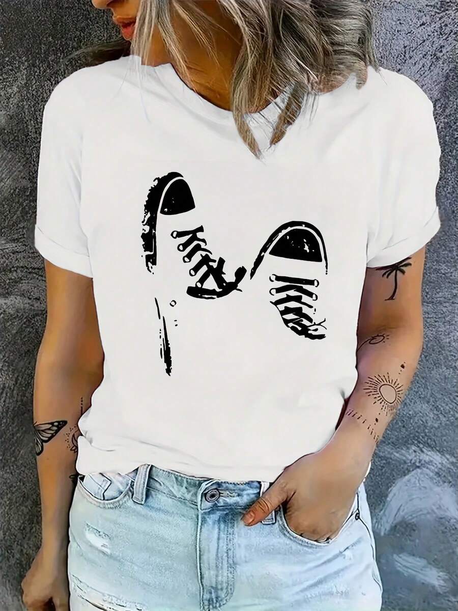 Camiseta Casual Creativa para Mujeres - Blanco - Ver 1