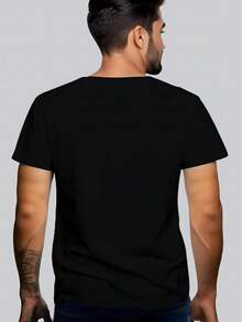 Rose Print Tee Shirt, Tees For Men, Casual Short Sleeve T-Shirt For Summer - 黑色 - 查看 3