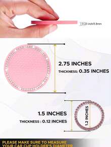 4pcs Car Interior Accessories - Diamond Studded Car Cup Holders, Car Ignition Ring Decor, Anti-Slip Waterproof Car Coasters, One-Touch Start Decorative Ring (Large Diamond Version) - A - View 11